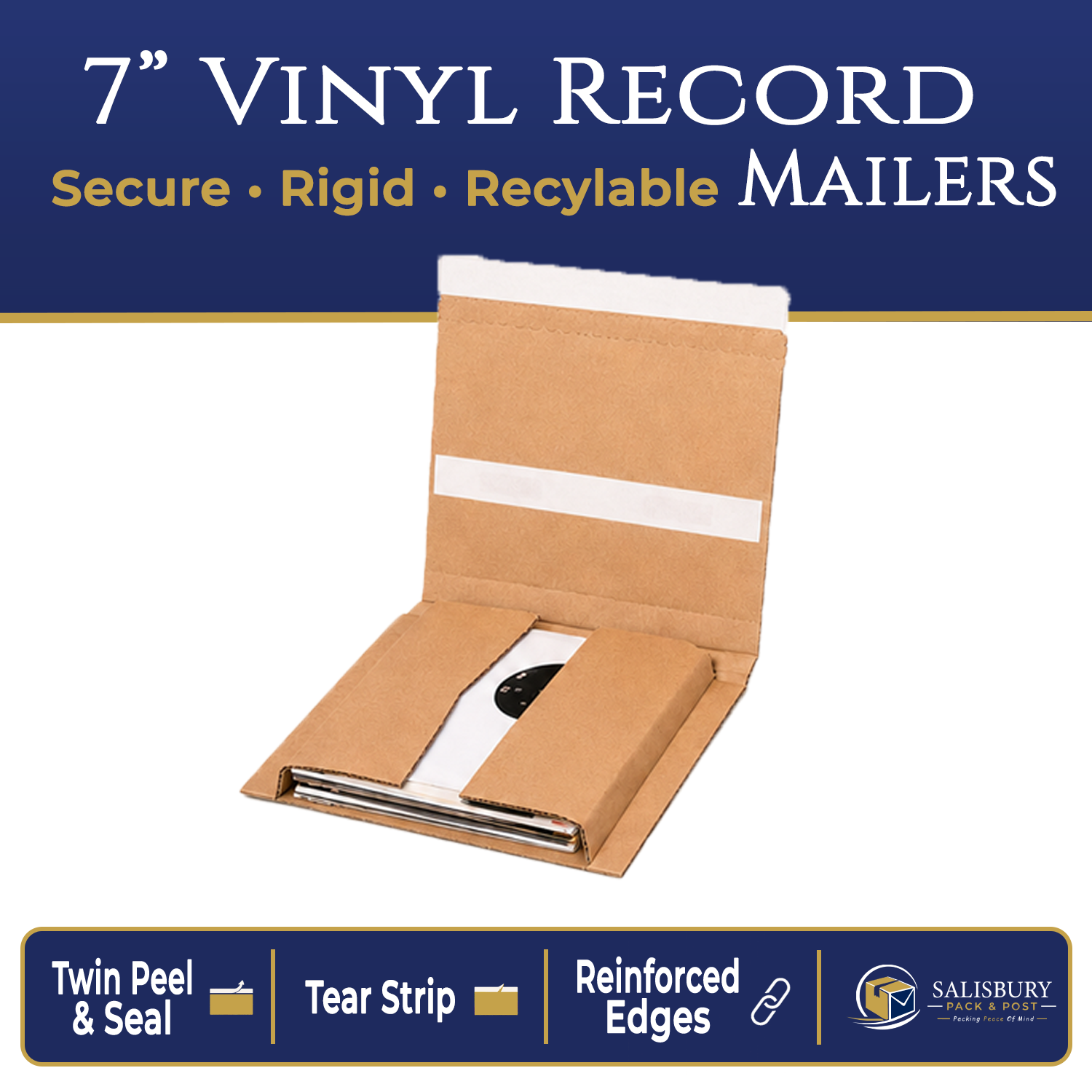 7 inch vinyl record mailer – rigid cardboard packaging – Salisbury Pack & Post