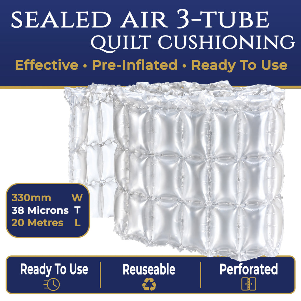 Sealed Air 3-Tube Quilt Cushioning Bubble Protection  - Pre‑Inflated