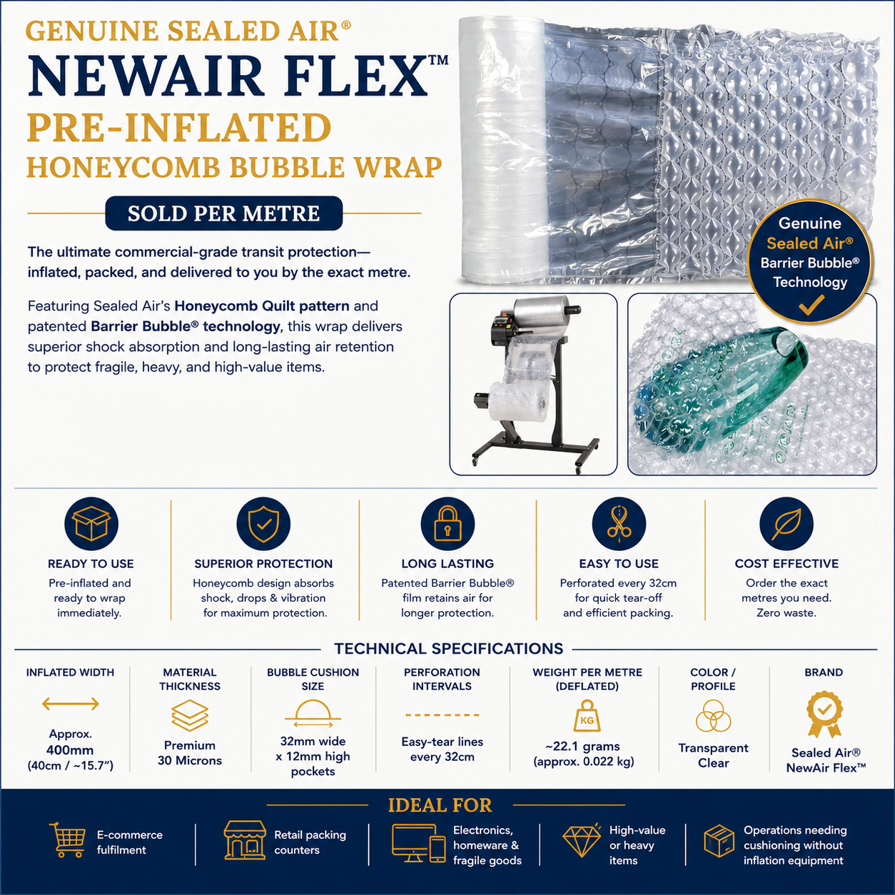 Sealed Air pre-inflated honeycomb bubble wrap product guide