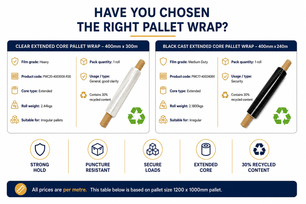 Black & Clear - Extended Core - Pallet Wrap