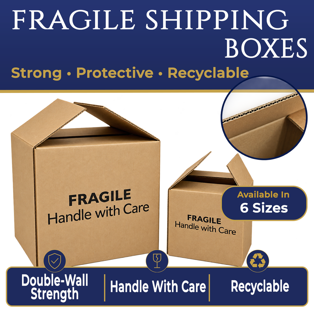Fragile Shipping Boxes – Handle With Care Double Wall Boxes (6 Sizes)