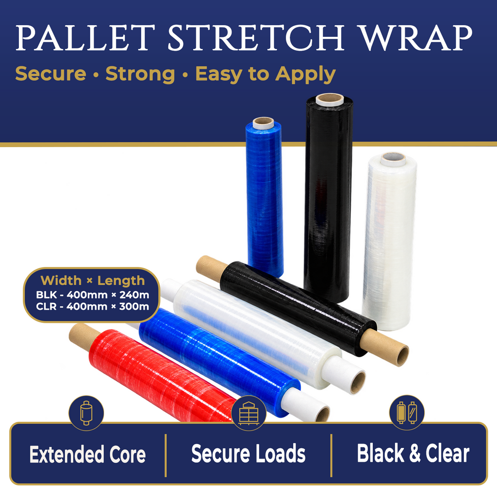 Pallet Wrap - Extended Core - Black & Clear