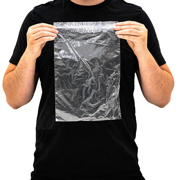 Grip Seal Bags 229 × 324 mm (9 × 12.75 in) clear plastic grip seal bag for catalogues, clothing and document storage.