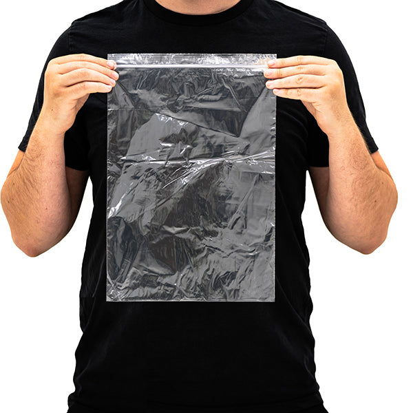 Grip Seal Bags 254 × 356 mm (10 × 14 in) large clear resealable plastic bag for garments, textiles and larger products.