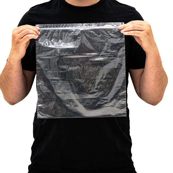 Grip Seal Bags 324 × 324 mm (12.75 × 12.75 in) square clear resealable bag for boxed products, garments and storage.