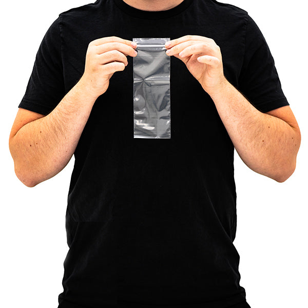 Grip Seal Bags 76 × 191 mm (3 × 7.5 in) clear resealable plastic bag ideal for long components, pens, tools and cables.