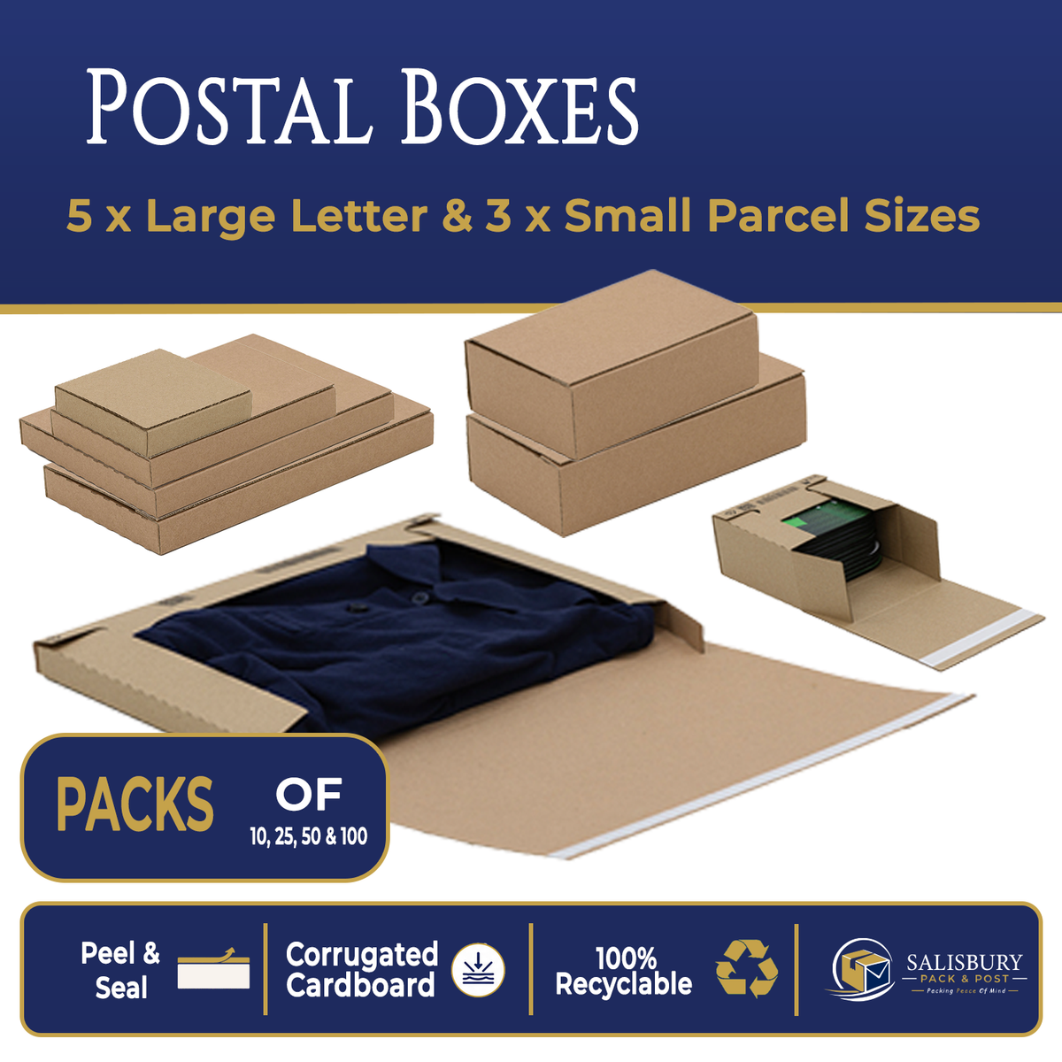 letterbox postal boxes in multiple sizes for Royal Mail large letter & small parcel postage