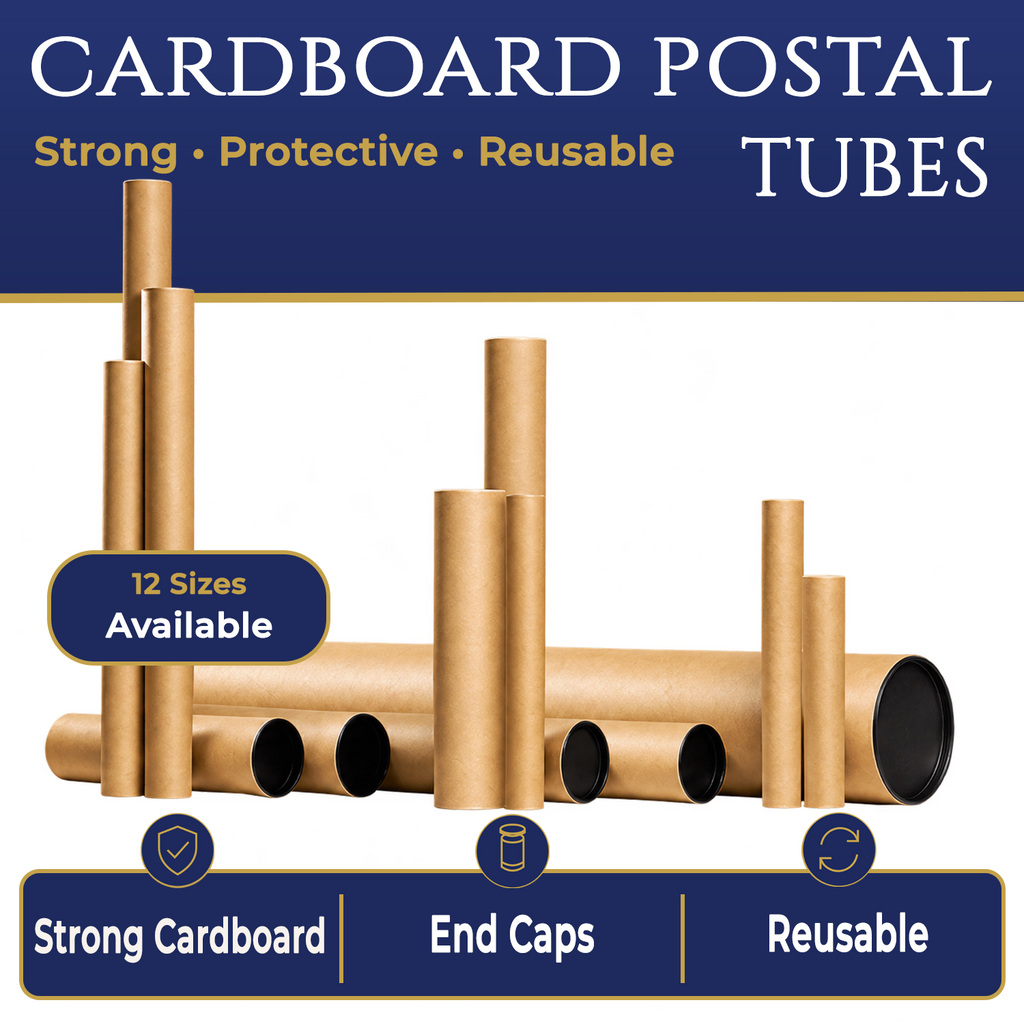 Postal Tubes - Cardboard With End Caps - Size 1-12