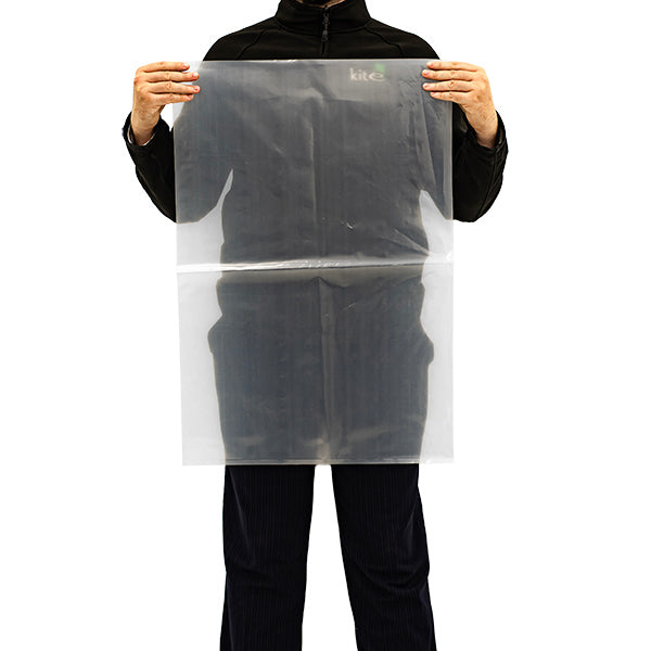 500 × 750mm clear 50 micron polythene bags for bulky products