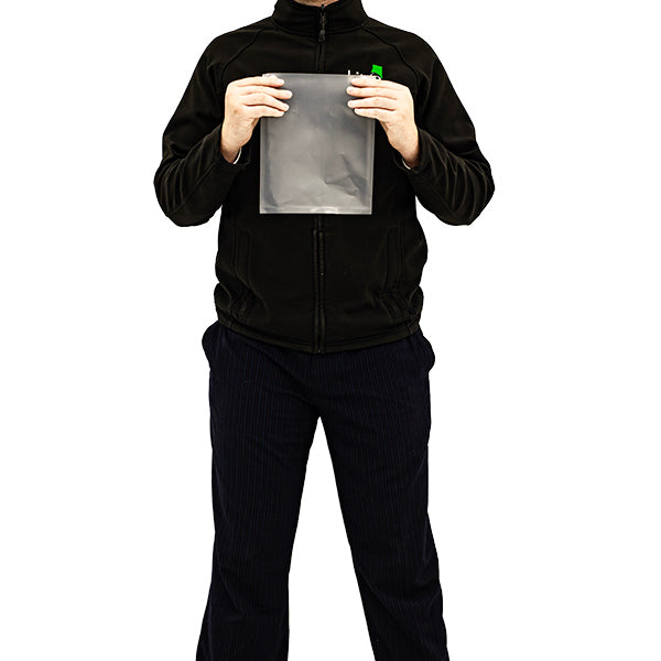 200 × 250mm clear polythene bags manufactured from recycled LDPE
